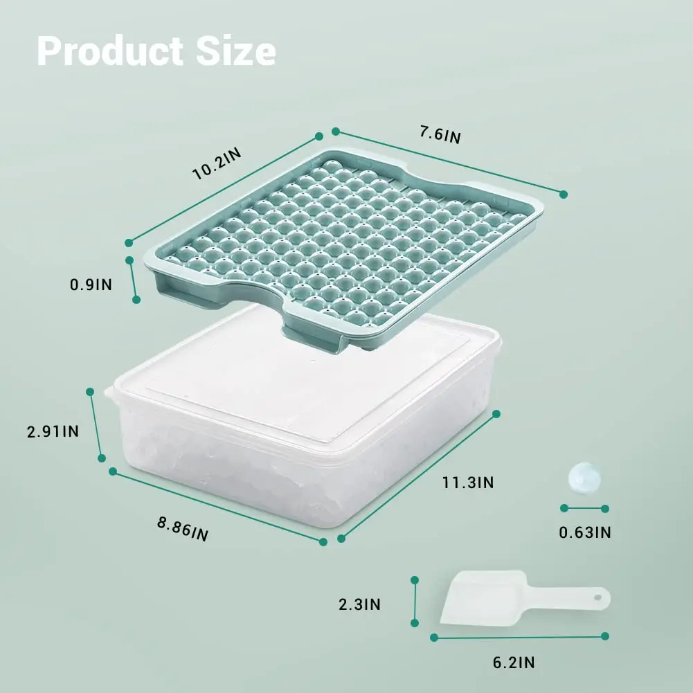 OEM/ODM Hot Selling Mini Ice Cube Tray with Lid and Bin Portable Ice Ball Maker for Freezer Small Round Ice Cube Trays Easy Rele