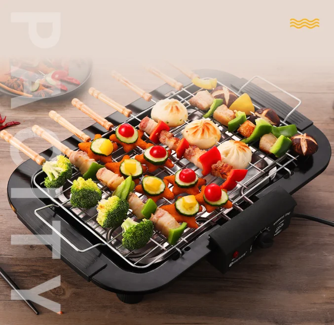 Hot Sell Non Stick Smokeless Electric Grill Bbq 500w 1000w Stainless Steel Barbeque Electric Grills For Home Outdoor