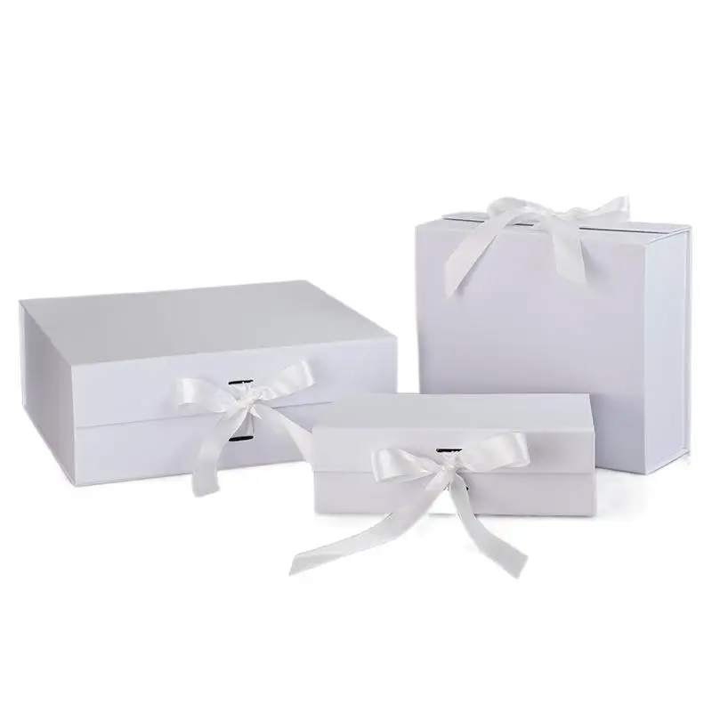 Custom personal logo magnetic black box ready to ship large black luxury gift boxes for gift sets with ribbon