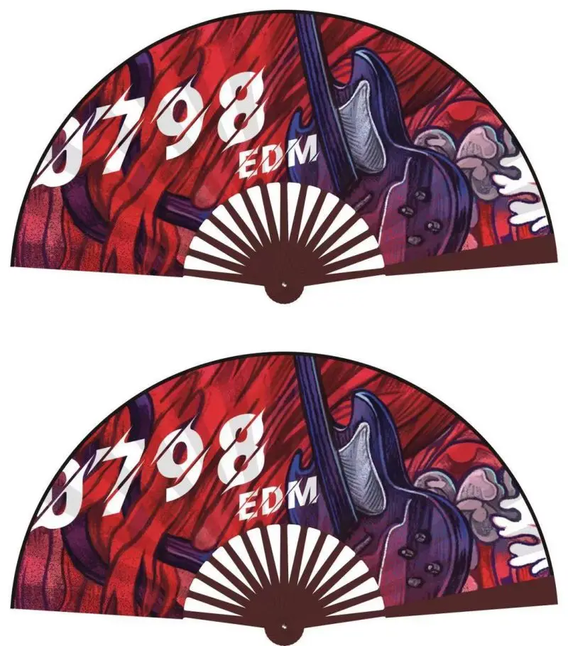 Custom Printed Colorful Bamboo Hand Fan for Handcrafts Gift Folding Paper Fan