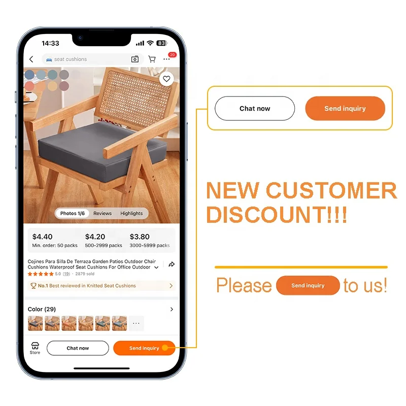 Cojines Para Silla Exteriores De Terraza Garden Patios Outdoor Chair Cushions Waterproof Seat Cushions For Office Outdoor Chairs