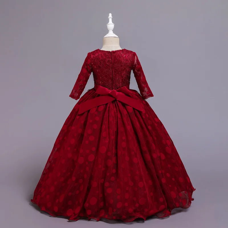 X209  New Style Formal Ruffles Lace Little Bride Gown Children Girl Wedding Party Ball Gown For Girls 12 Years Old