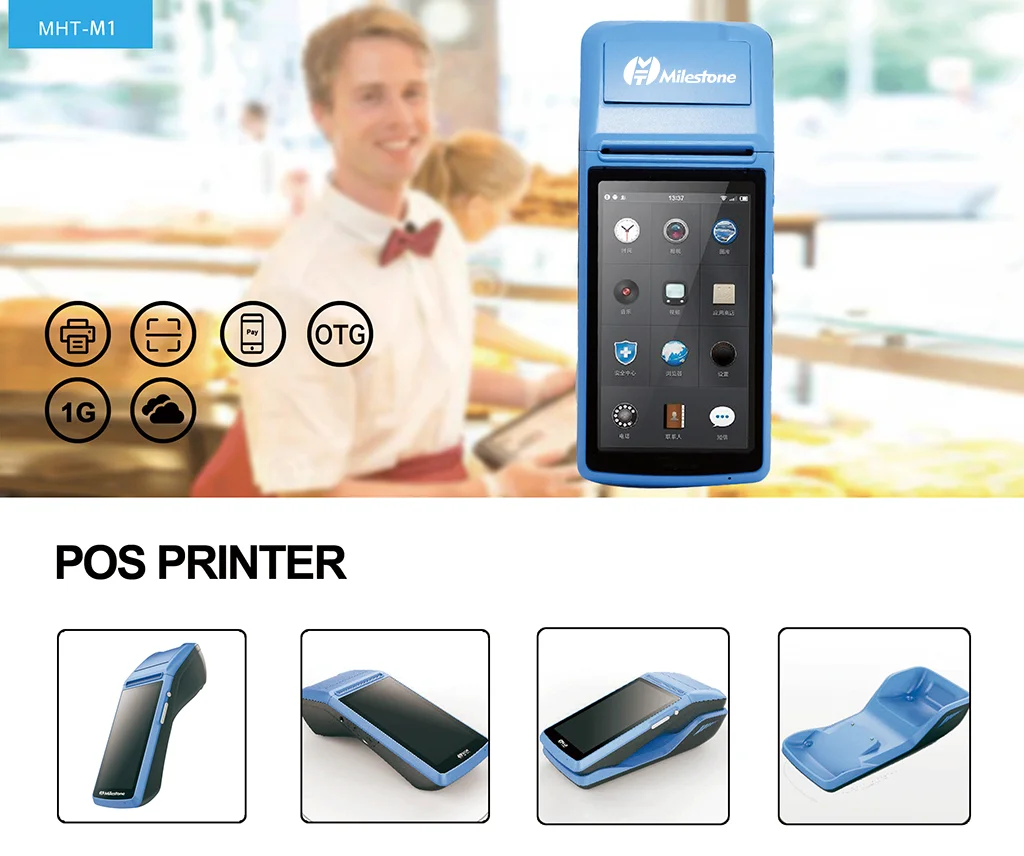 punto de venta de Android Handsfree Rugged Pos Terminal Android Access Handheld With Printer Restaurant System Android Pos