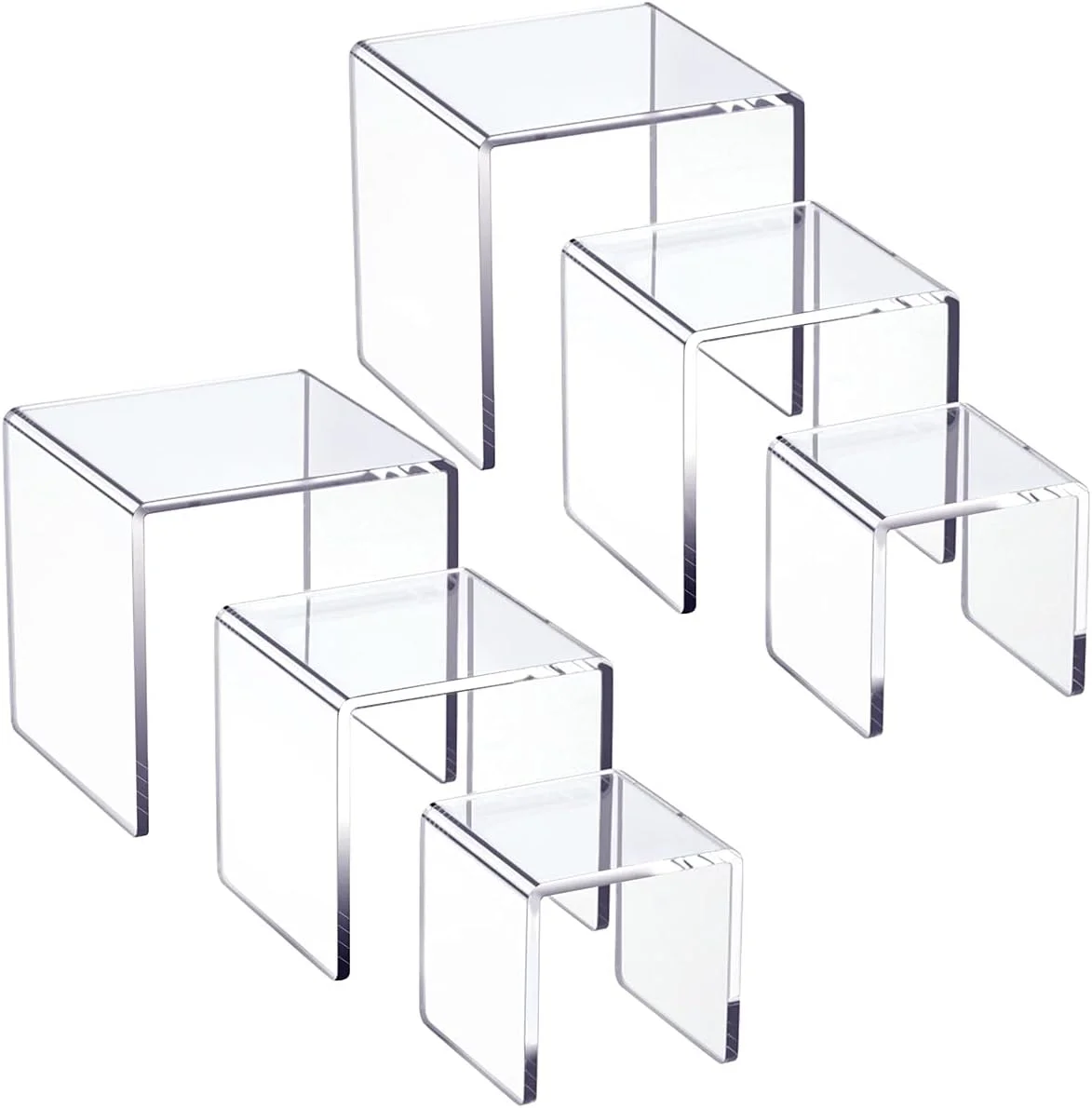 Custom Clear Acrylic Riser Display Stands Rectangular Acrylic Display Risers for Pop Figures Collection