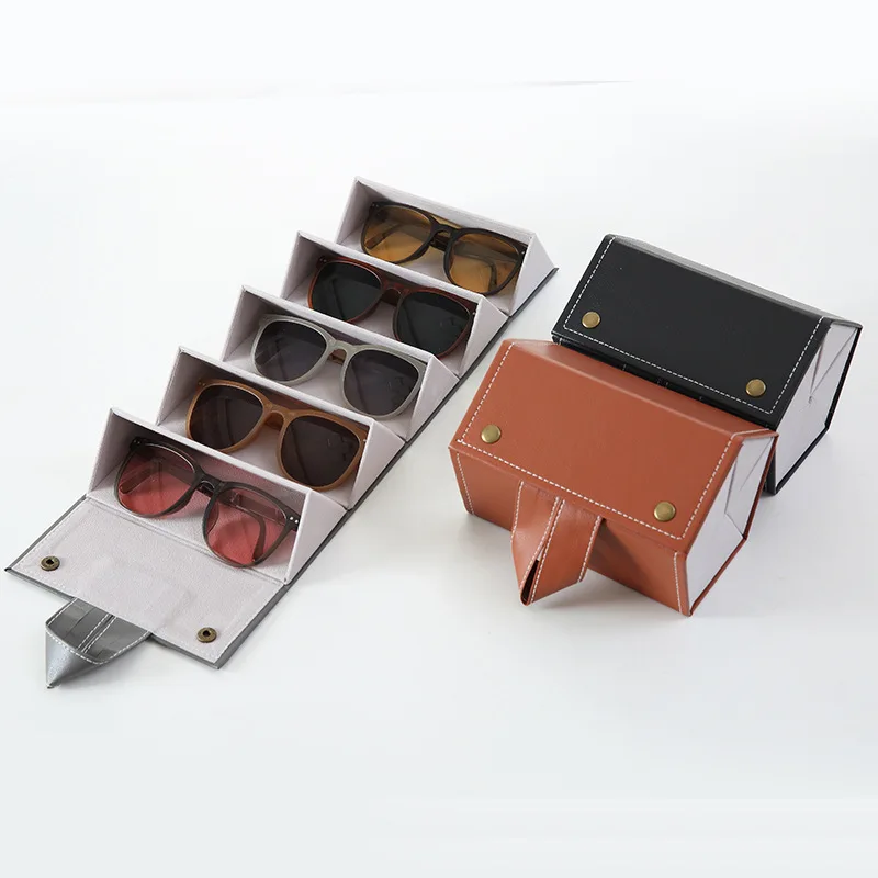 Leather 2 3 4 5 6 Pair Travel Portable Eyeglasses Sunglasses Glasses Folding Organiser Storage Case