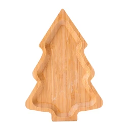 2023 Christmas Tree Fruit Serving Tray Bamboo baby Food Plate For Kids Gift