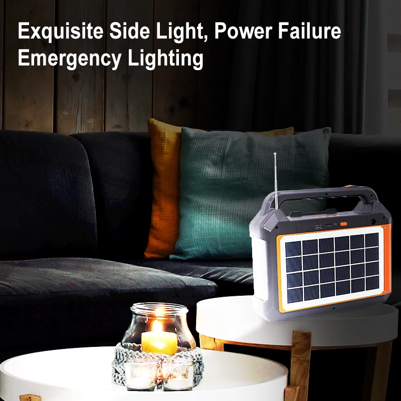 EP-0158 Solar Energy System Lithium 18650 Battery Solar Power Kits All In One Solar Panel Design with FM Radio Wireless Speaker