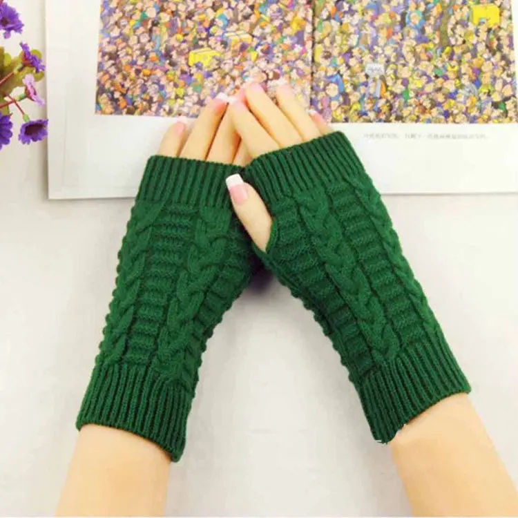 Knitted Wool Warm Arm Cover for Men Women Mid-length Ski Finger Fashion Arm Hand Gloves New Style Jacquard Autumn Winter Picture