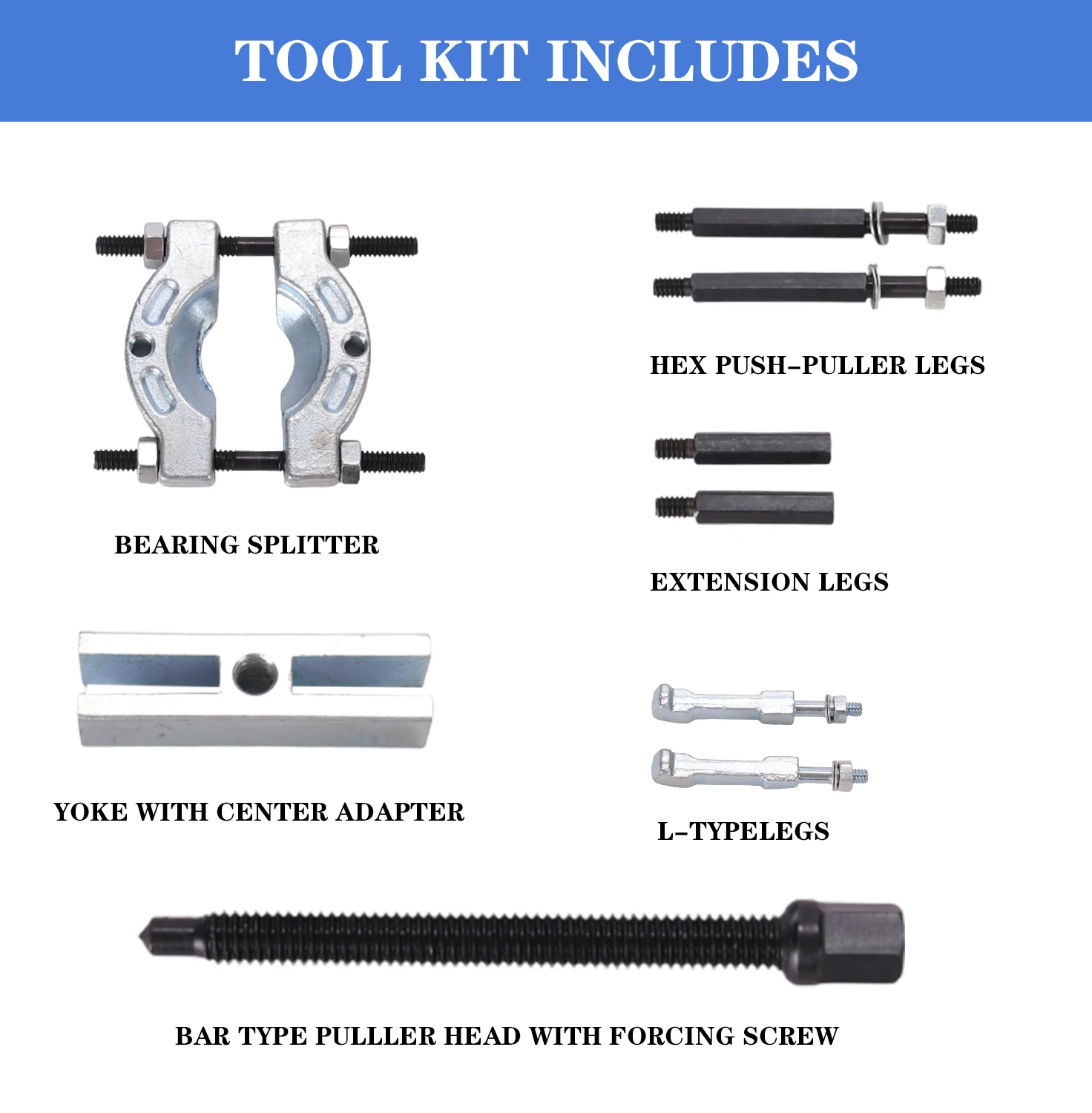 9PCS Bearing Separator Puller Set Splitter Remove Bearings Housing Kit Mini Bearing Puller Separator Tool Set