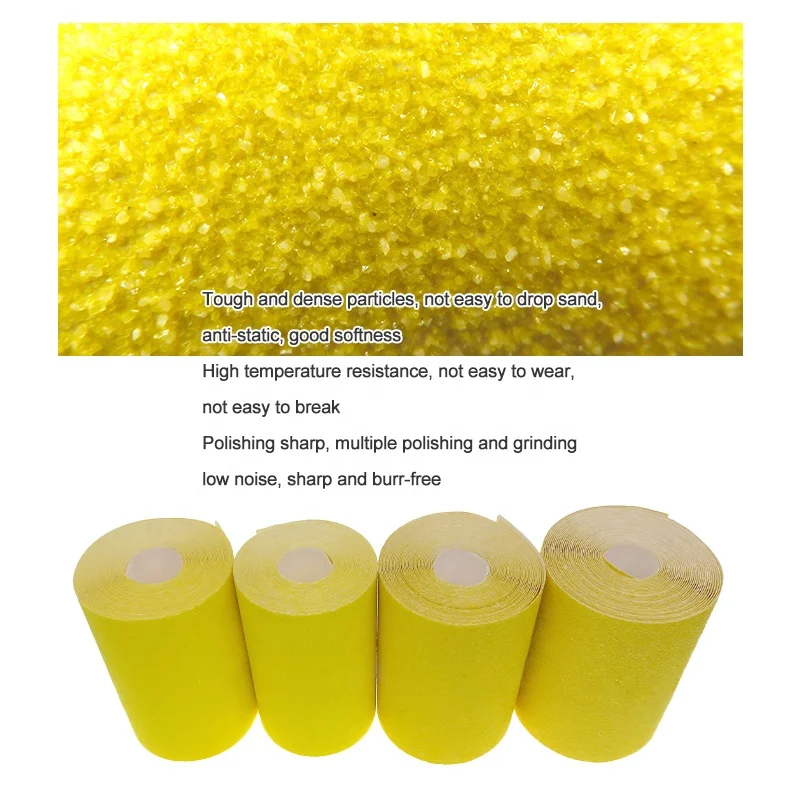 2Pcs 93mm*5m Yellow Sanding Paper Roll Quartz Sand Square Sand Sandpaper for Metal Polishing and Grinding 100 and 120 Grit