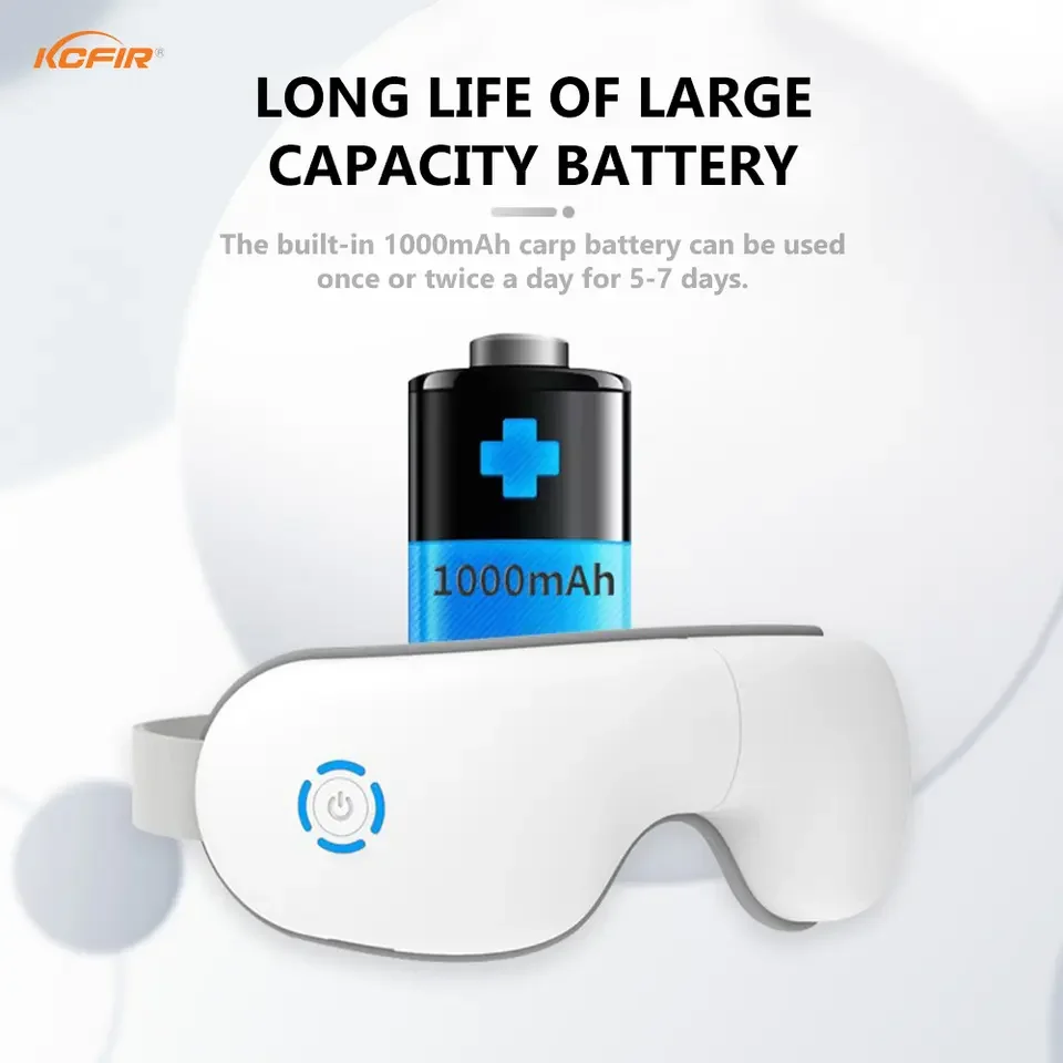 Rechargeable Compression Vibrative Eye & Temple Massager Mask With Heat For Eye Strain Dark Circles Relief