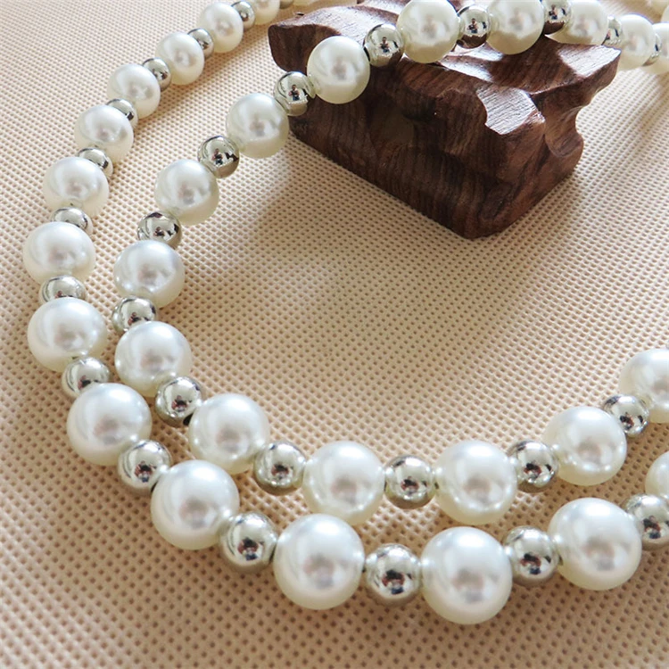 120CM DIY Round Imitation Pearl Bead Replacement Chain Strap,Creatiee Handbag Chains Accessories Purse Shoulder Cross Body Strap