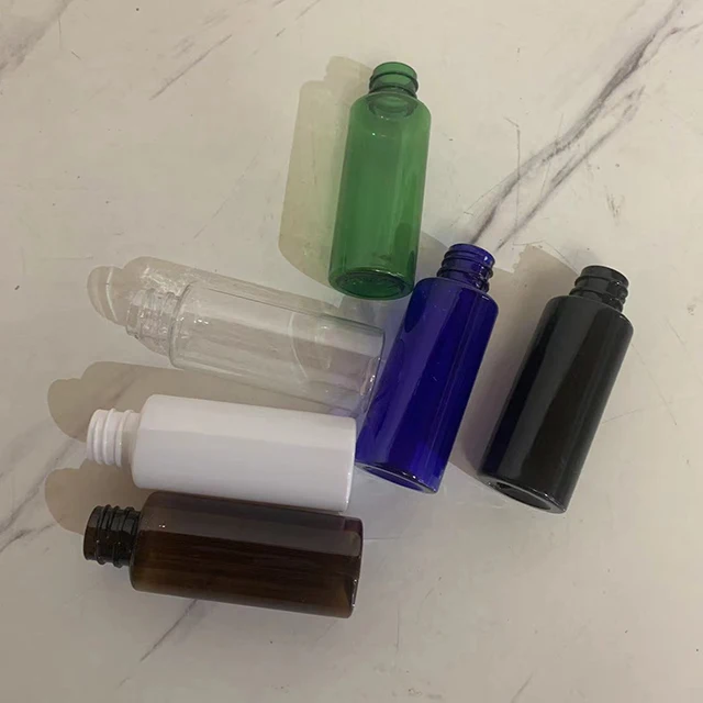 Hengjian Manufacturer Empty 50ml Amber Cosmetic Serum Essential Oil Plastic Dropper Bottle For Massage Oil With Glass Pipette
