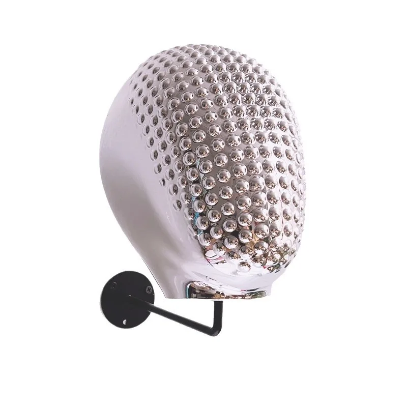 New silver plating head mold mannequin hat display rack on the wall hat rack wall wig display rack with hooks