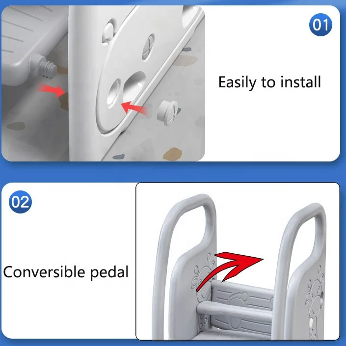 Toddler Toilet Training Step Stool Chair Kids 3 Step Standing Tower Plastic Learning Helper Stool for Kitchen