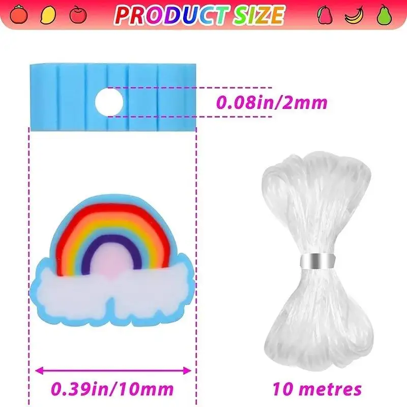 Wholesale 480pcs Fruit Animals Flower Polymer Clay Beads Elastic Crystal Line Jewelry Making Kit DIY Craft Kit For Kids