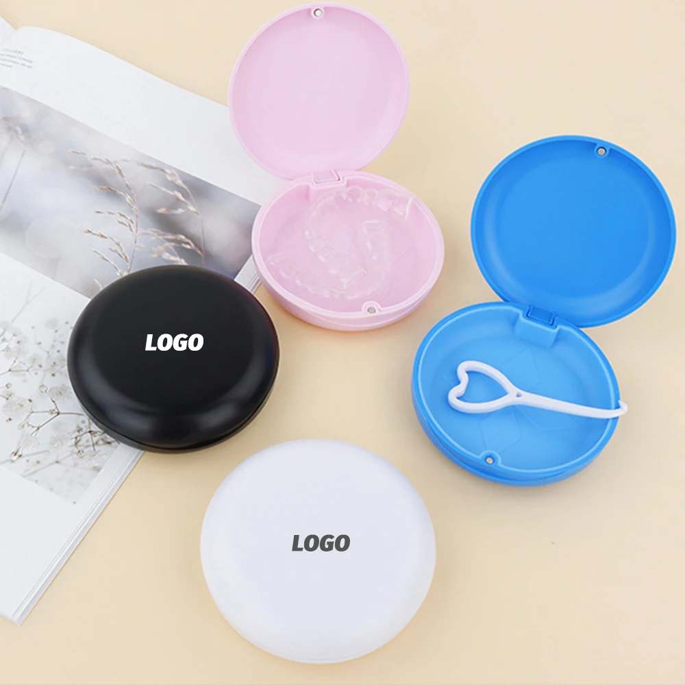 Logo Custom Silicone Waterproof Braces Dental Orthodontic Denture Invisible retainer case round