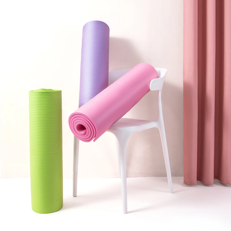  10mm NBR Yoga Mat Non Slip Gym Custom Logo With Carry Strap