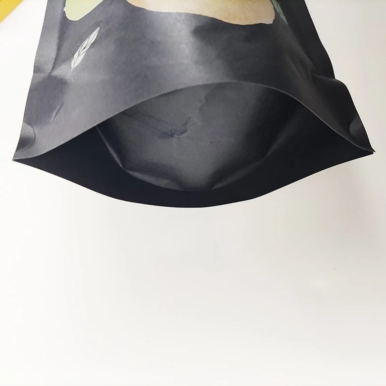 100% Eco-friendly Material Certified PLA Kraft Paper Stand Up Pouches Zipper Food Packaging Compostable Brown Paper Bag