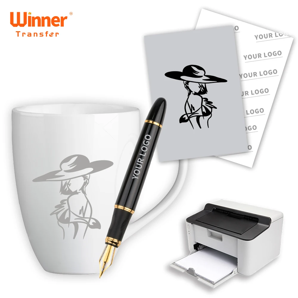 Winner transfer Easy to transfer laser heat transfer paper 2.0 for hard surface (sliver effect) for Mugs and pens