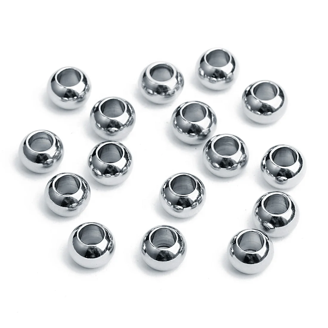 Stainless Steel Round Spacer 4mm big hole ball bead  for Fashion Jewelry beads Findings Making DIY