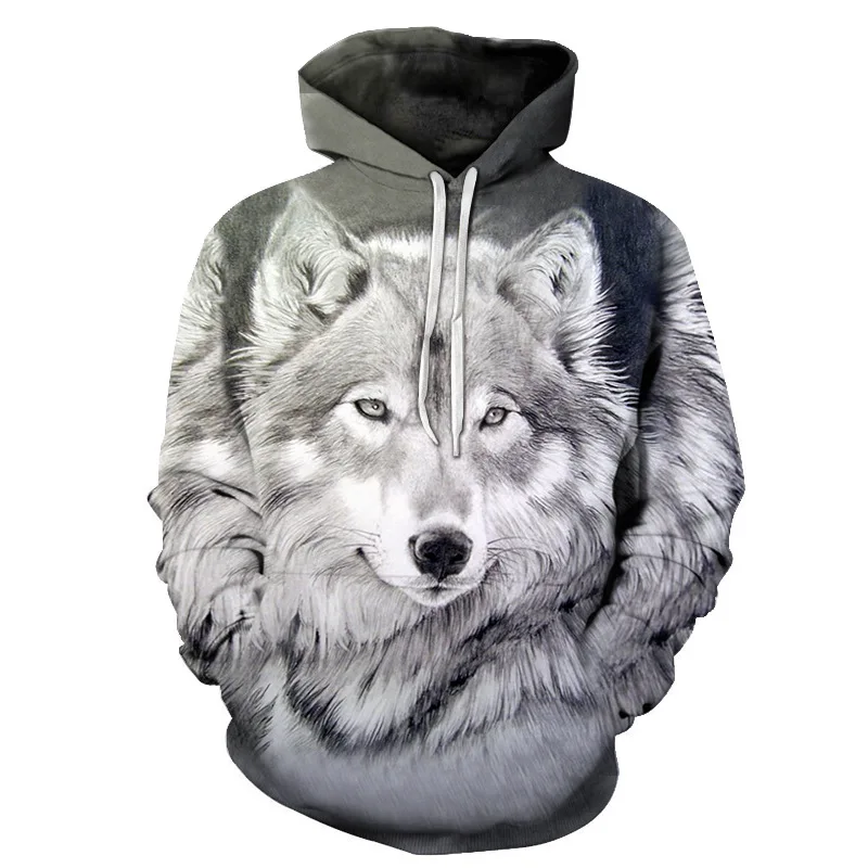 
Wholesale Men Cool Wolf 3D Skull Skeleton Grim Reaper Printed Hoodies Pullovers Hooded Sweatshirts 