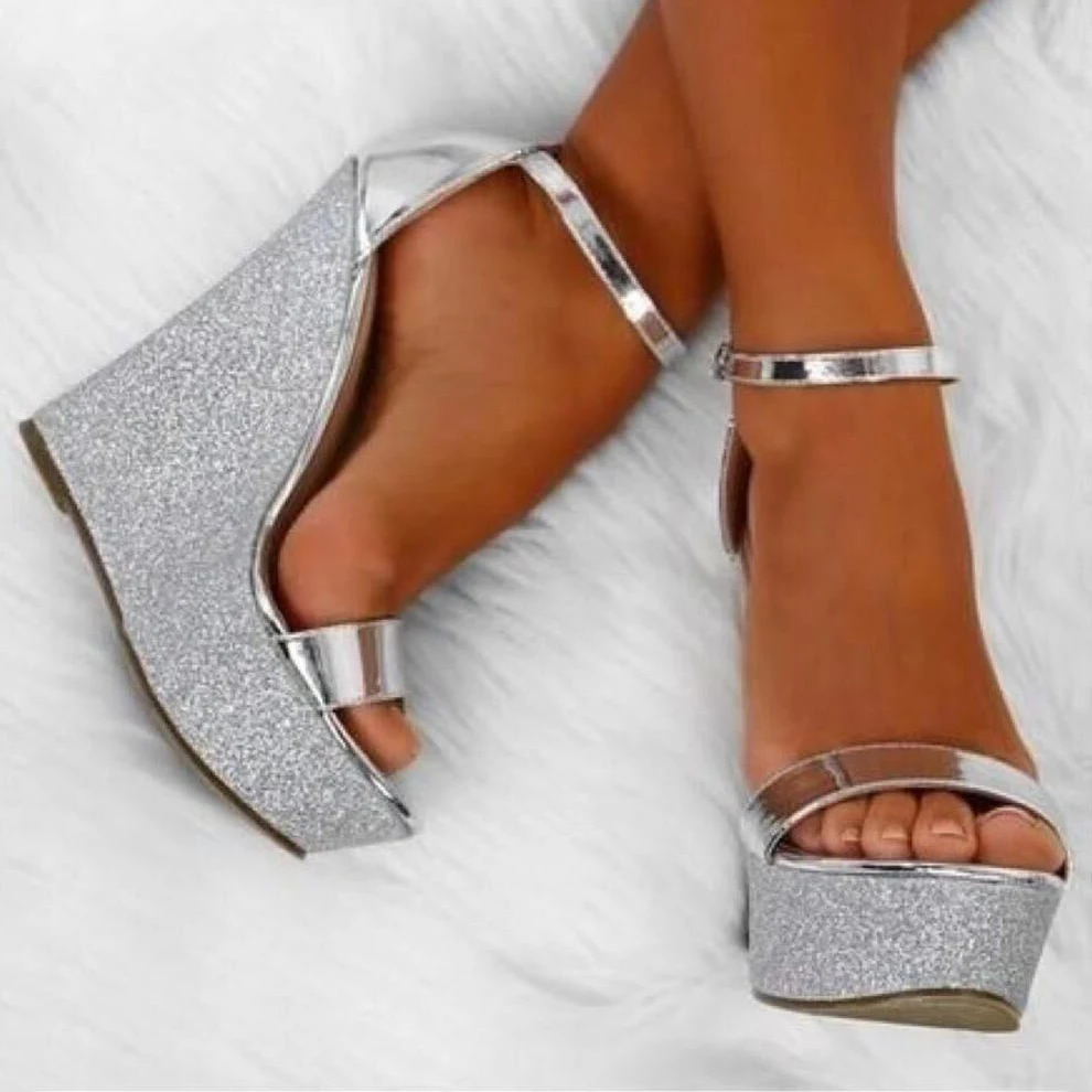 New hot-selling 2024 simple and comfortable High Heel lace-up 16cm wedge sandals