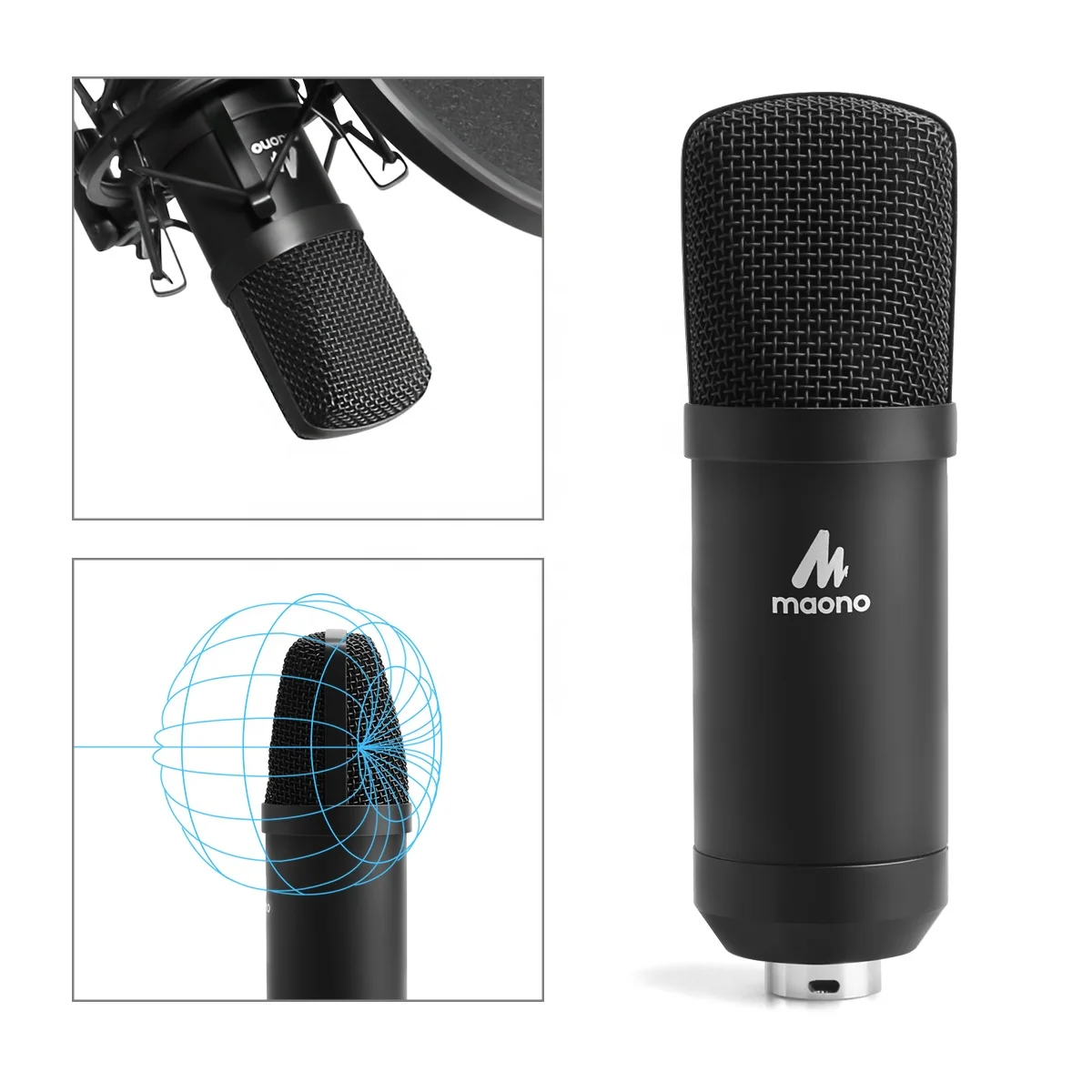 MAONO профессиональное аудио стерео микрофон Студийный микрофон с подставкой для микрофона