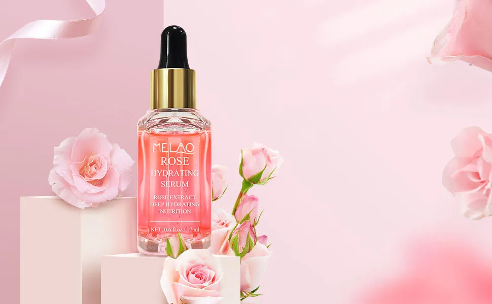 essential extract petals 100% pure 15ml with gold serum  bottle hot selling best 3 in 1anti aging pink rose natural face serum