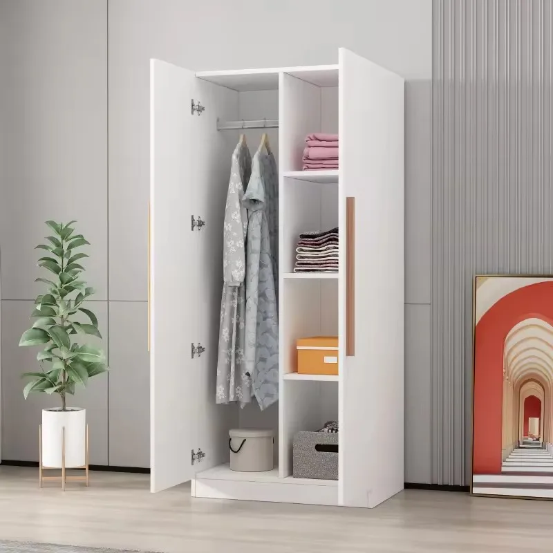 White Simple Modern Wardrobe Wooden Family Bedroom Small Three-Door Wardrobe
