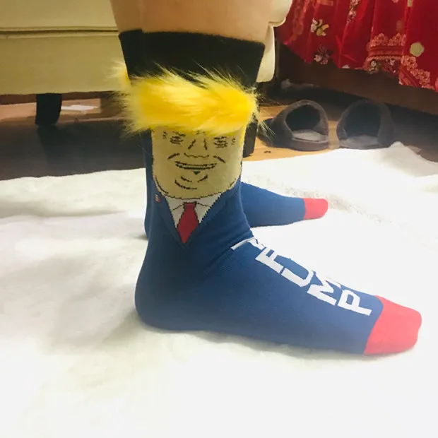 2020 новый пользовательский размер Мода Смешные Великий президент США Дональд Трамп носки с светлыми волосами