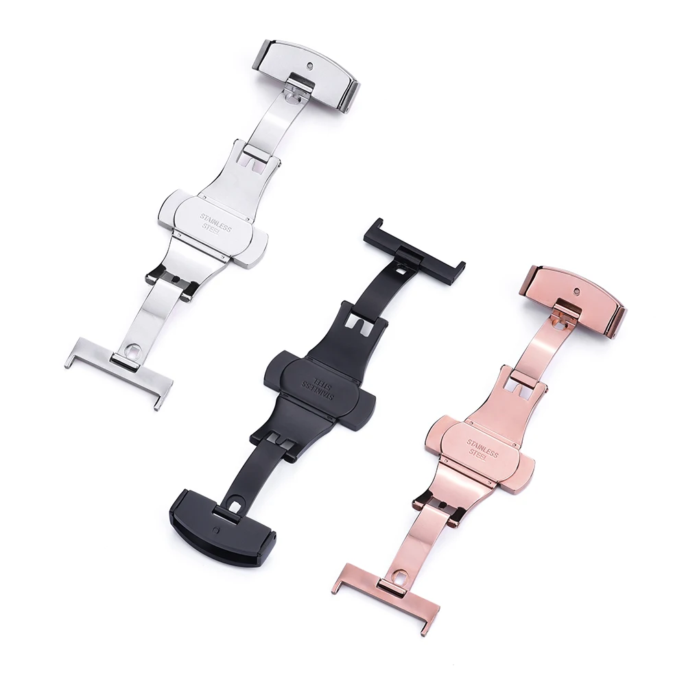 JUELONG Custom Metal Buckle 304/316 Stainless Steel Watch Fold Buckle Double Click Butterfly Buckle 18-24mm