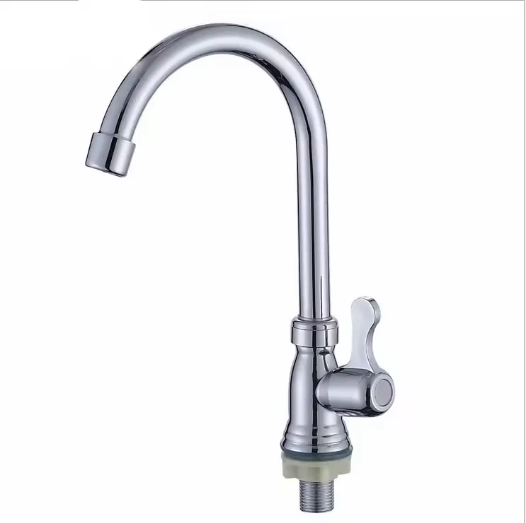 Modern Single Handle Cold Water Chrome Deck Mounted Kitchen Sink Tap Cheap Price Zinc Alloy Faucet Ceramic Valve Side Spray Type