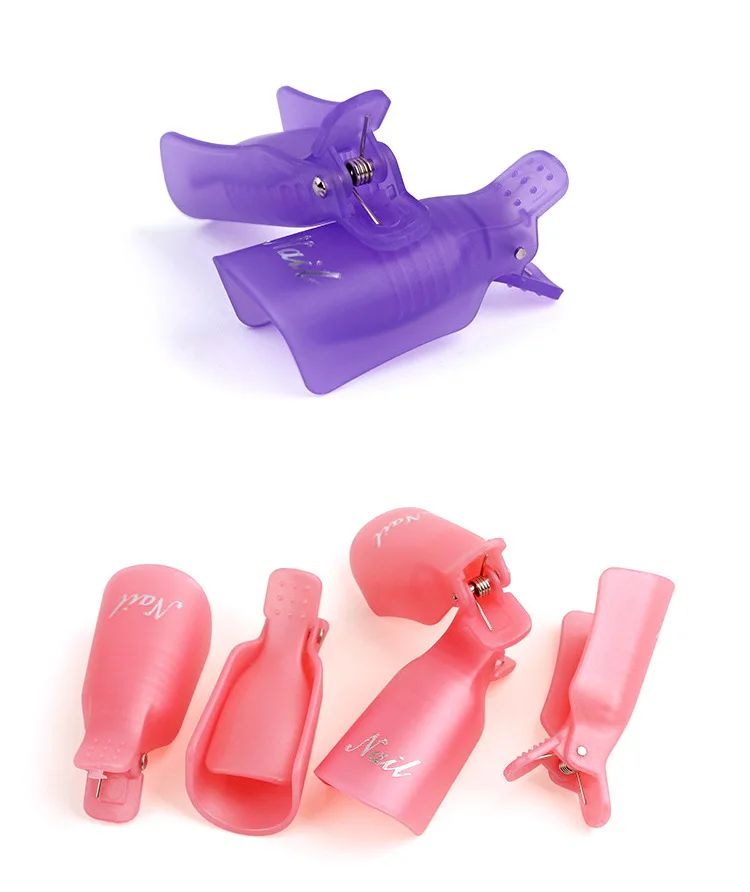 Wholesale 10 Pcs/set Nail Tips Clip Purple Nail Remove Clip Plastic Nail Clipping Set