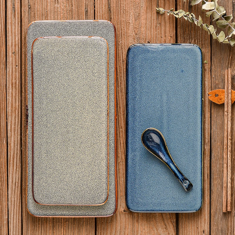 8 10 12 inch Rectangular Oval Japanese Restaurants Ceramic Dinner Dishes Sushi Plates
