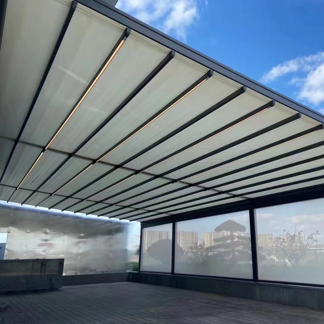 Automatic Electric Garden Gazebo Pergola Retractable Waterproof Awning Front Window Door Sun Protection Wave Canopy