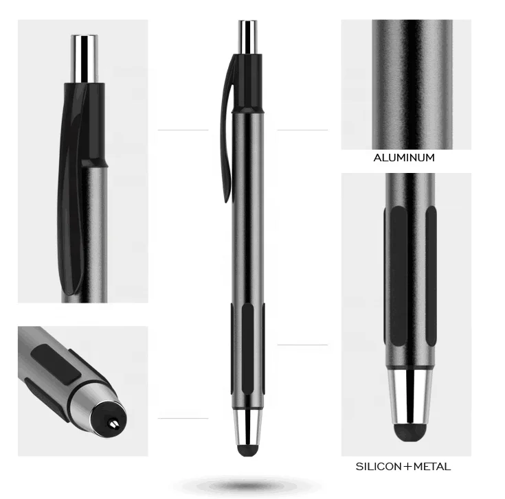 Wholesale custom logo ball pen metal stylus pen capacitive touch screen same side ballpoint pens with customize logo promotional