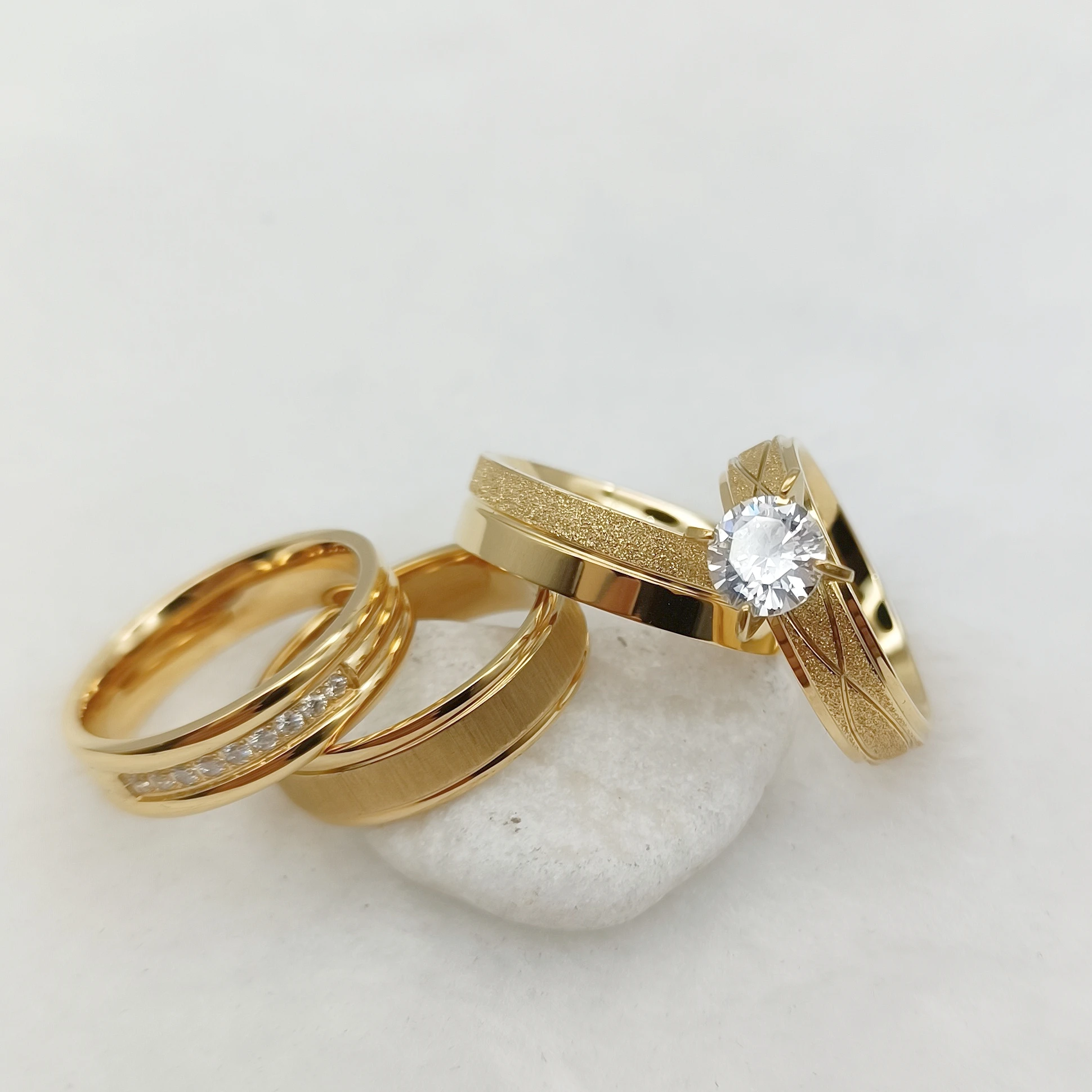 The Latest Wedding Ring Promise Bridal Sets For Couples Lovers 18k Gold Plated Jewelry cz Diamond Engagement Ring