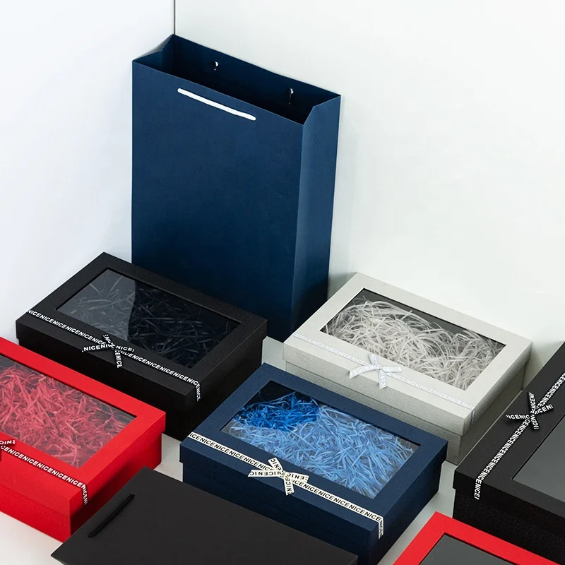 Chengruo Custom Emballage PVC Transparent Window Caja Regalo Paper Box Packaging With Ribbon For Shoes Clothing Gift Jewelry