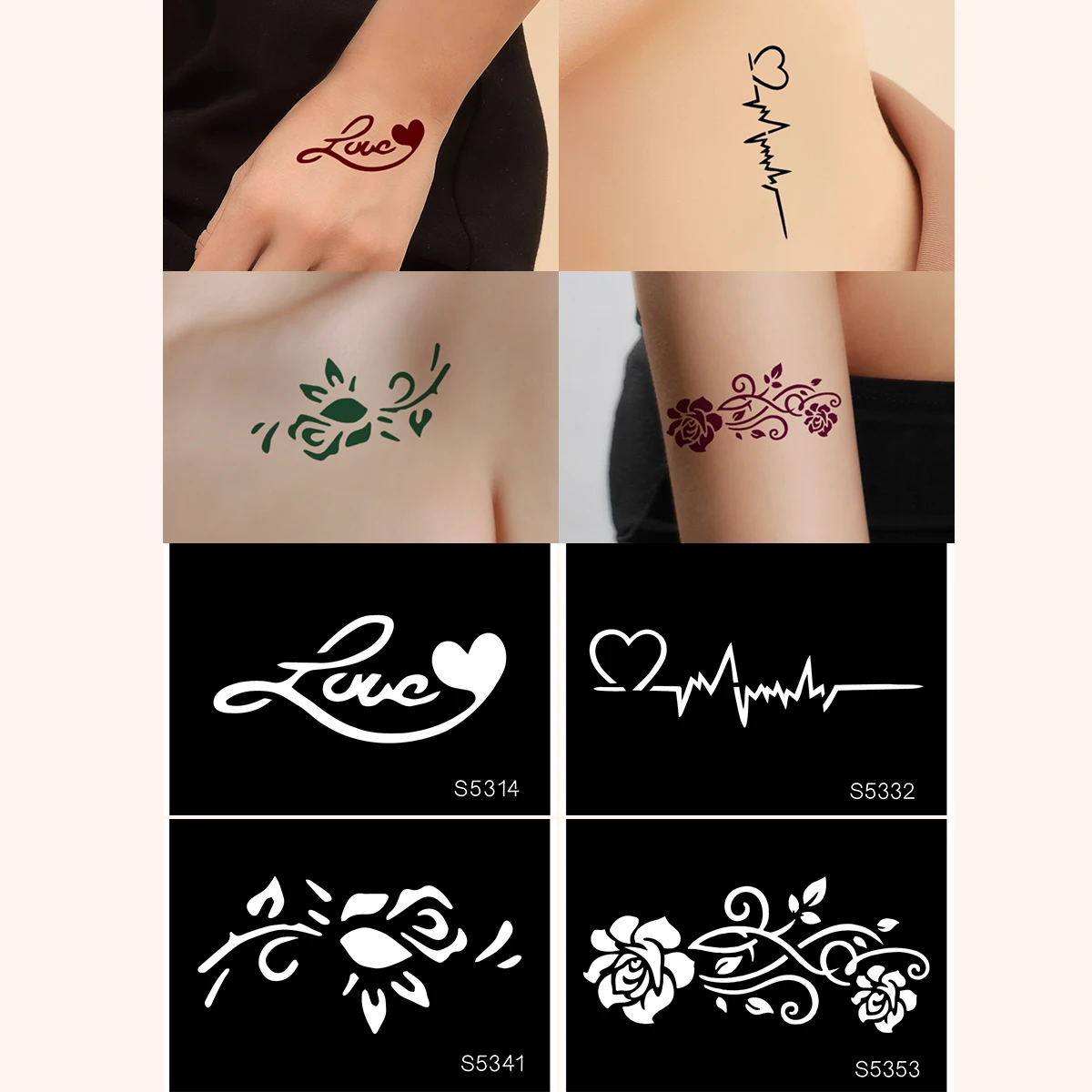 New Hollow Stencil Tattoo Sticker Wings Flower Girl tattoo supplies body art Sexy Waterproof Small Tattoo Stencils