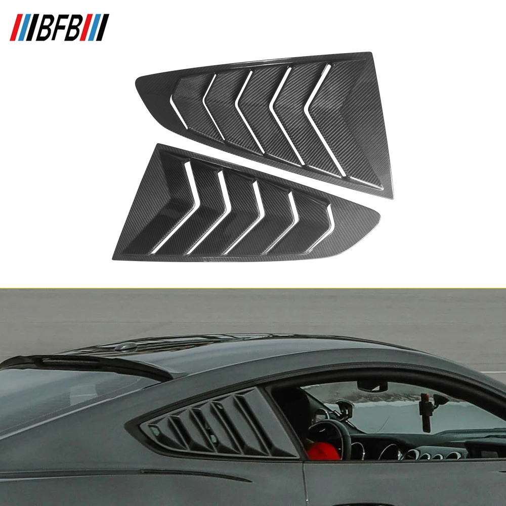 BFB Real Dry Carbon Fiber 1/4 Quarter Side Window Louvers Scoop Cover Vent For Ford Mustang 2015up