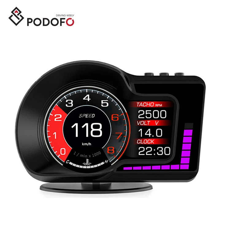 Автомобильный цифровой спидометр Podofo OBD2 + GPS-дисплей отображение показаний приборов превышение скорости сигнал об/мин температура воды