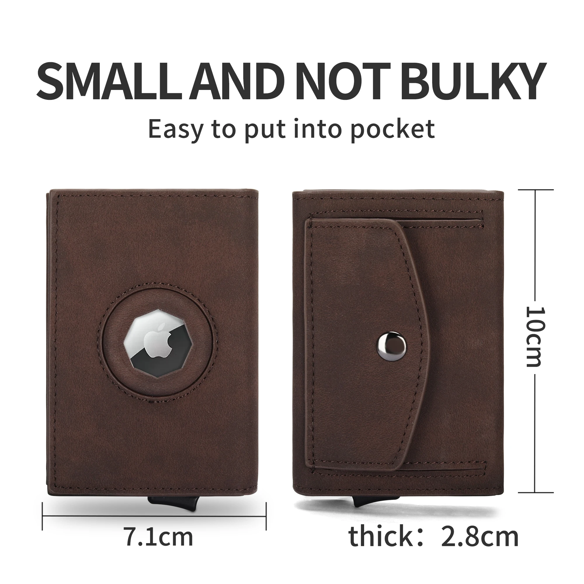 Slim Leather Card Case Wallet RFID Blocking Pop Up Credit Card Holder Wallet Metal Aluminum Wallet With Coin Pocket