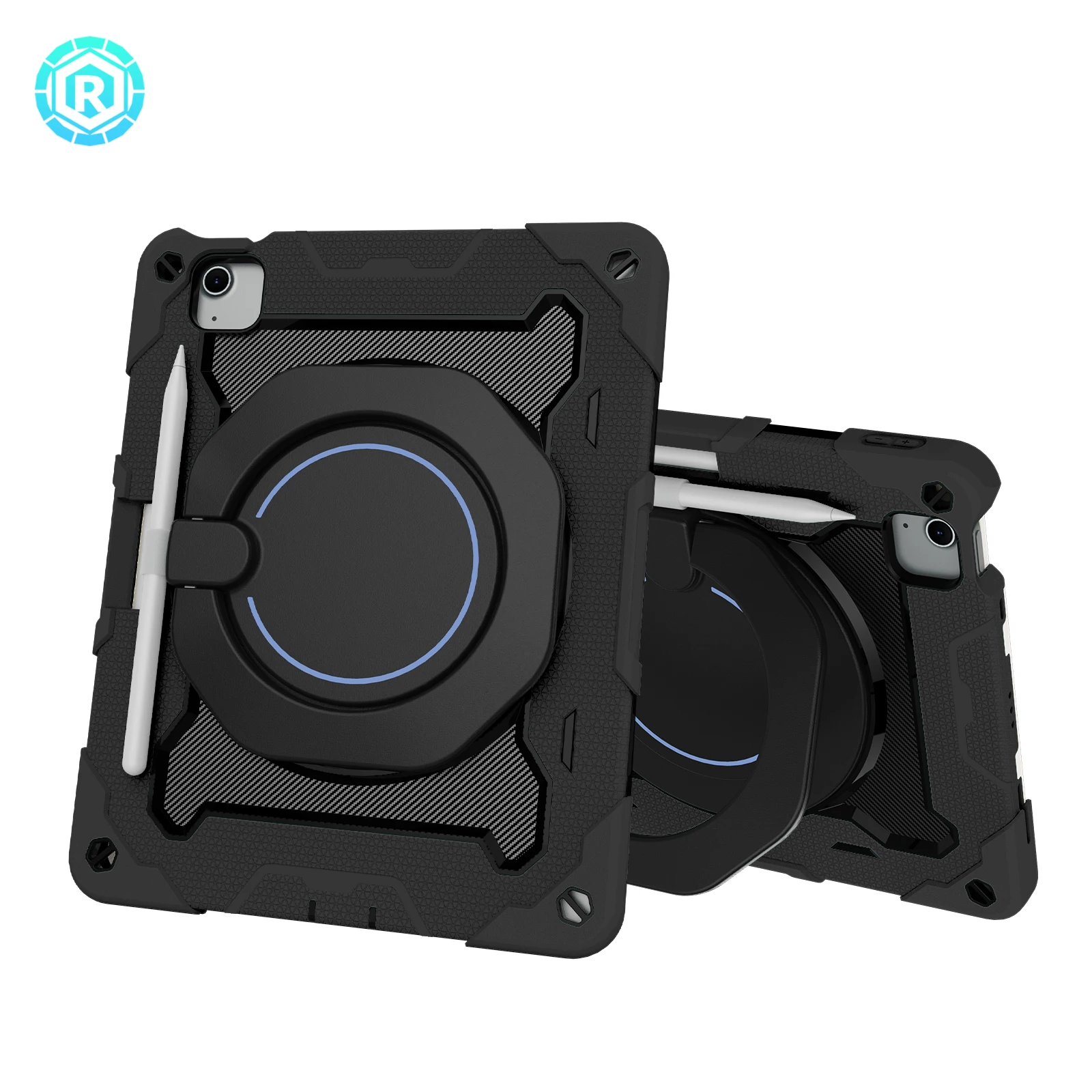 Heavy Duty Protective Case For iPad Air 13 2024 With 360 Rotate Turntable Shockproof High Protection Cover
