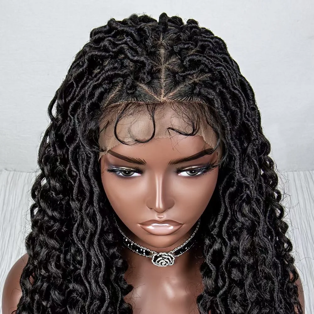 River Locs Lace Front Braided Wigs Synthetic Hair Wigs Soft long goddess locs hair Glueless lace closure wigs