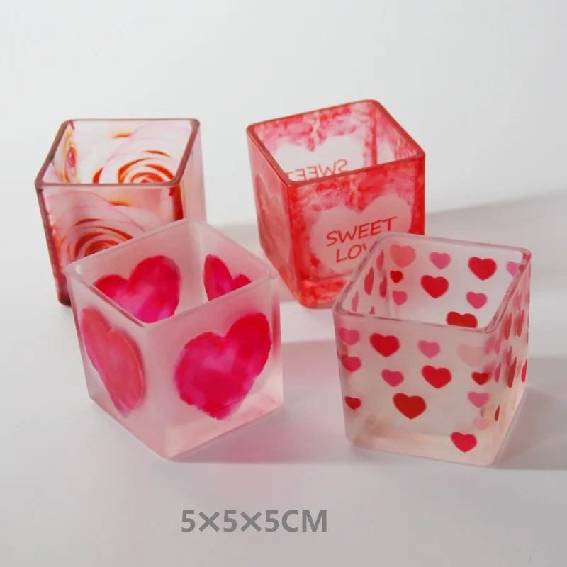 For Women Gift Set Of 12 With 4 Heart Patterns Centerpieces For Wedding Table Frosted Empty Glass Candle Jars
