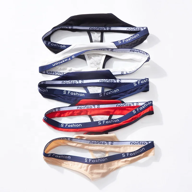 
1814 S Fashion T-Back Briefs Bikini Panty Women Low Waist Letter Cotton Thong G String Panties 