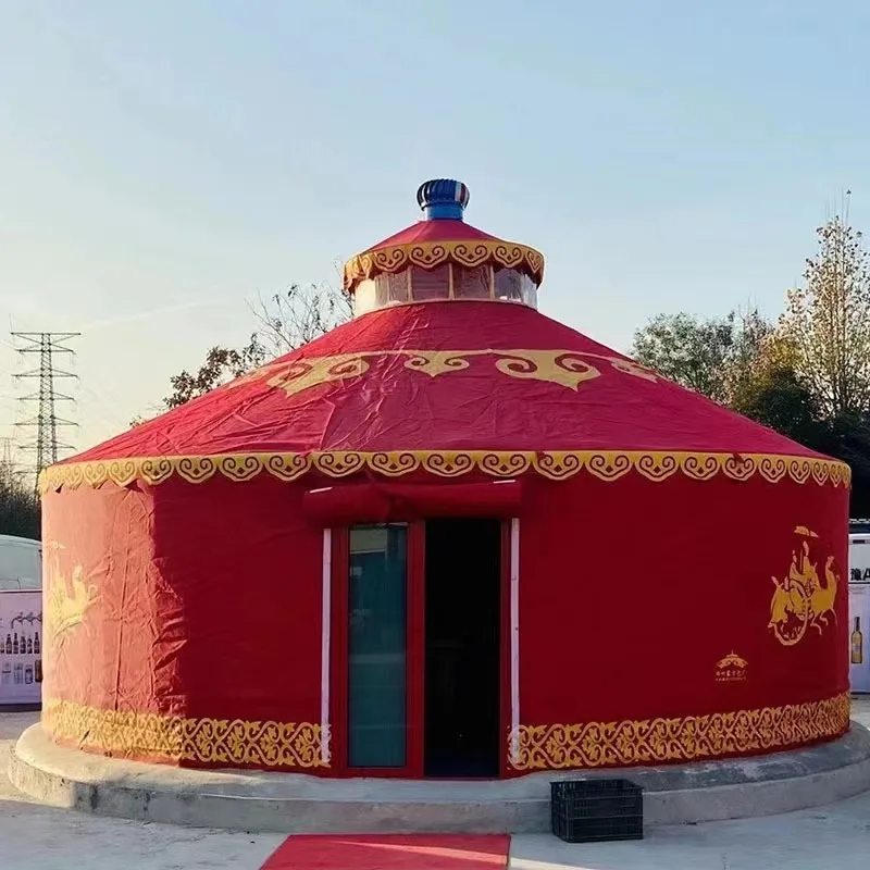 Baked lacquer mongolian yurt 4m white yurt ger tents