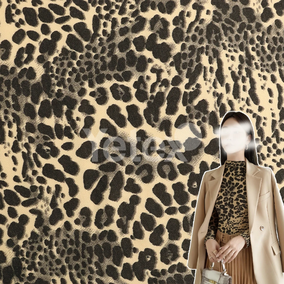 100%Polyester woolen printed fabric Leopard print knitted fabric for autumn and winter