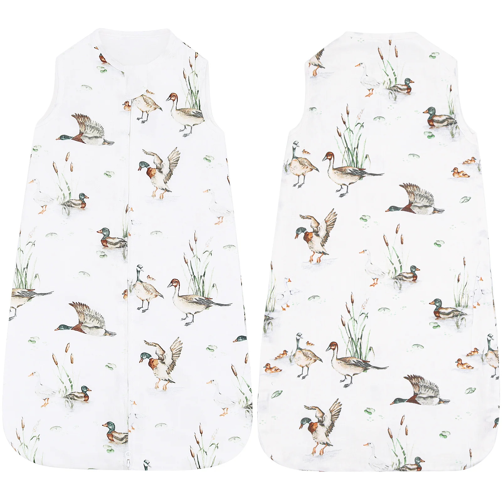 Top Quality Fashion Duck Sleeveless Double Zippers  Newborn Soft Bamboo Cotton Baby Muslin Sleeping Sack Wearable Blanket